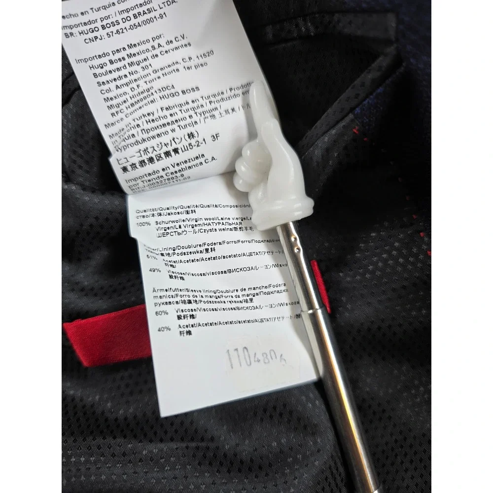 Hugo Boss Blazer Mens 46L 46 Navy Blue 100% Virgin Wool Jeffery Sport Coat